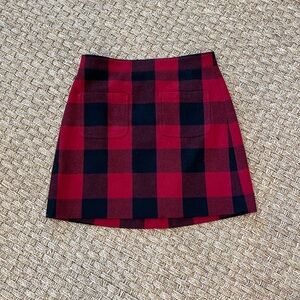 J.Crew Plaid Wool Red and Black Skirt